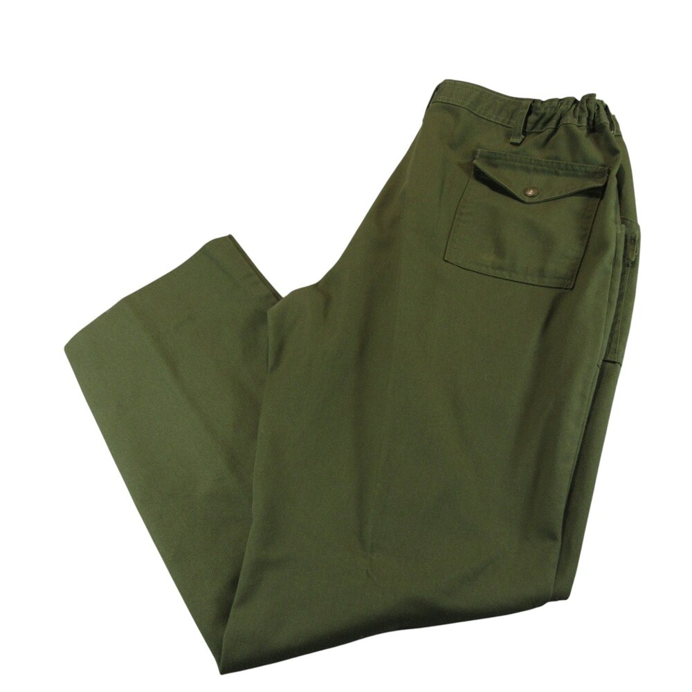 Boy‎ Scouts Mens Uniform Pants 38 x 31 Olive Green Cotton Elastic Waist Pockets